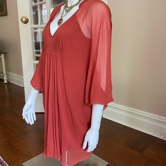 Diane Von Furstenberg Fleurette Rust Silk Dress 4 - Picture 3 of 11